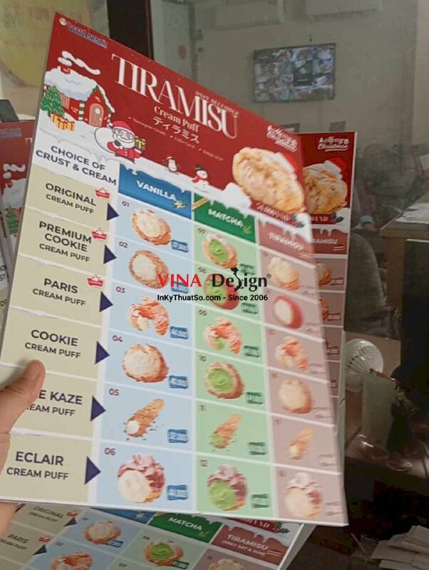 In menu Giáng Sinh cho tiệm bánh, menu Formex khổ A4 cầm tay - INKTS2239