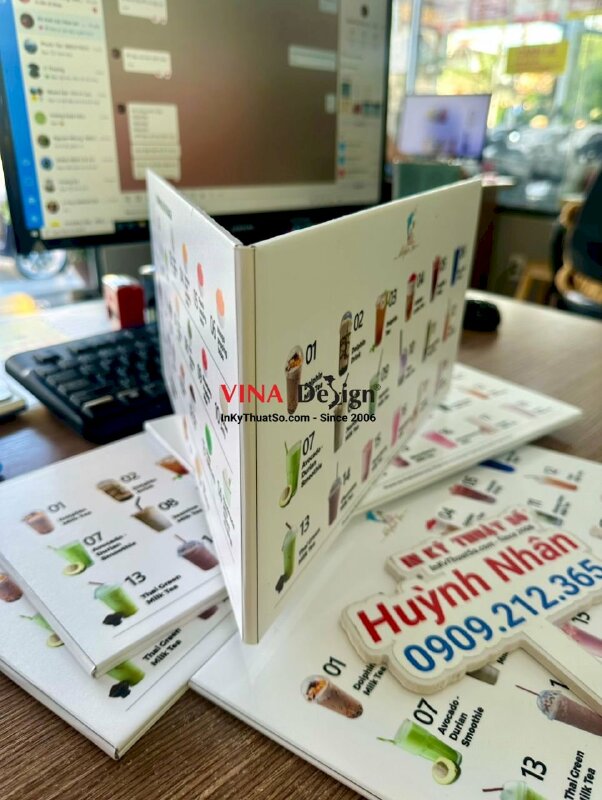In menu quán trà sữa, menu dán gói cầm tay từ Formex - INKTS1219