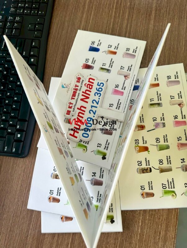 In menu quán trà sữa, menu dán gói cầm tay từ Formex - INKTS1219