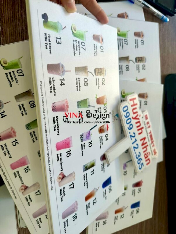 In menu quán trà sữa, menu dán gói cầm tay từ Formex - INKTS1219