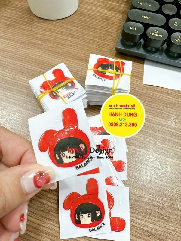 In nhãn sticker UV DTF nhân vật chibi Bunny tai thỏ - INKTS2229
