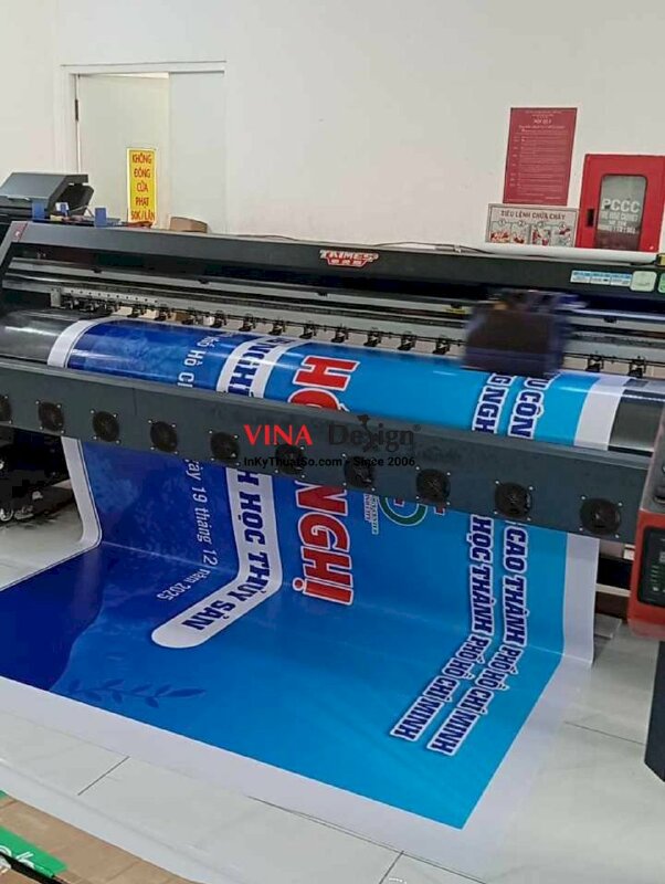 In phông nền hội nghị công nghệ sinh học thủy sản, in bạt hiflex mực dầu - INKTS2246