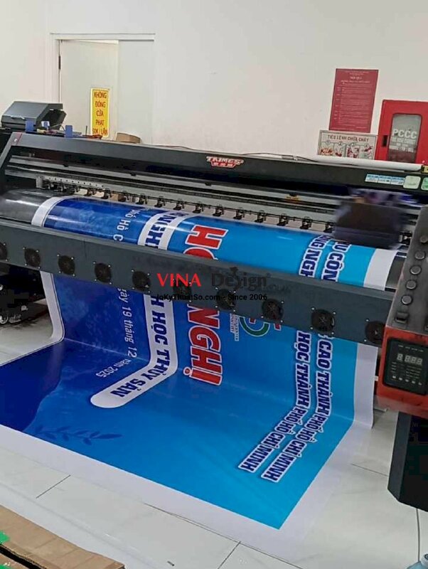 In phông nền hội nghị công nghệ sinh học thủy sản, in bạt hiflex mực dầu - INKTS2246