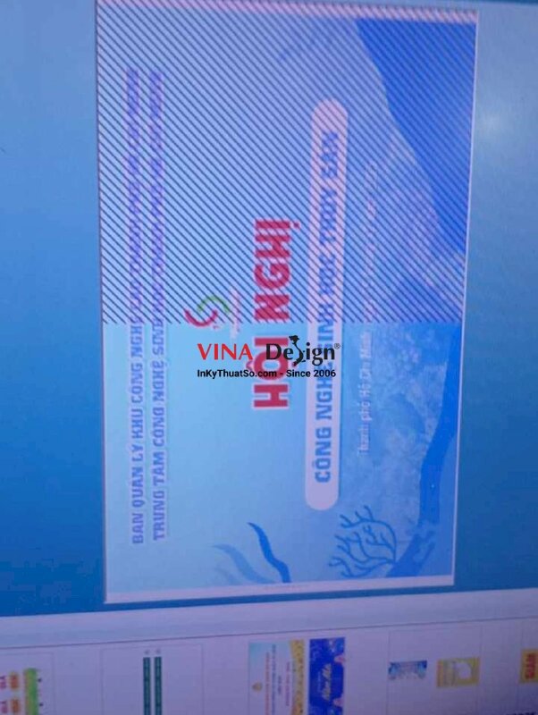 In phông nền hội nghị công nghệ sinh học thủy sản, in bạt hiflex mực dầu - INKTS2246