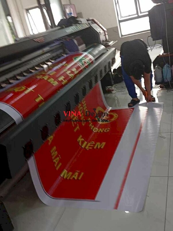 In phông nền sự kiện Lễ hội khui heo tiết kiệm, in bạt hiflex mực dầu - INKTS2247