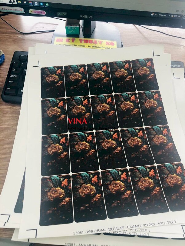 In tem nhãn decal PP, cán màng, bế theo file thiết kế - INKTS287