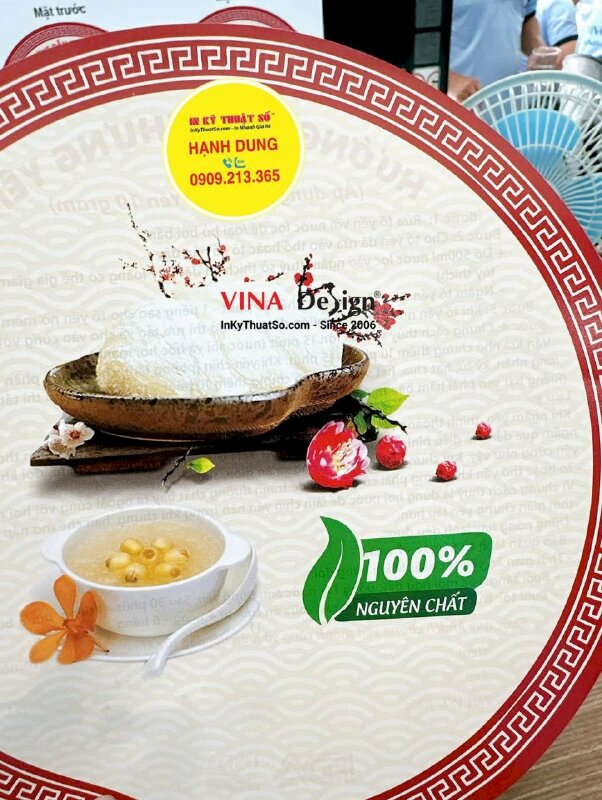 In tờ rơi hướng dẫn sử dụng bỏ kèm hộp yến, tem giấy bế tròn đường kính 19cm - INKTS2231