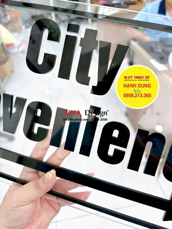 Làm bảng hiệu Mica thông tin hướng dẫn, gắn 4 con ốc kiểu - INKTS2230