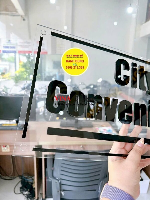 Làm bảng hiệu Mica thông tin hướng dẫn, gắn 4 con ốc kiểu - INKTS2230