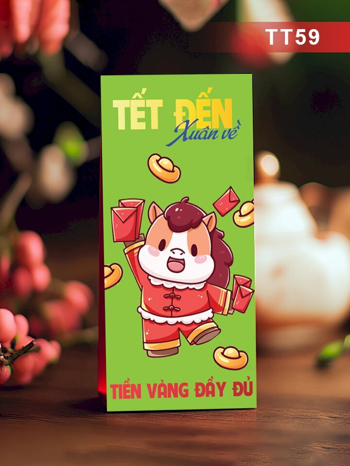 Làm phong bao lì xì màu xanh lá cây Tết Đến Xuân Về - Mã TT59 - INKTS2676