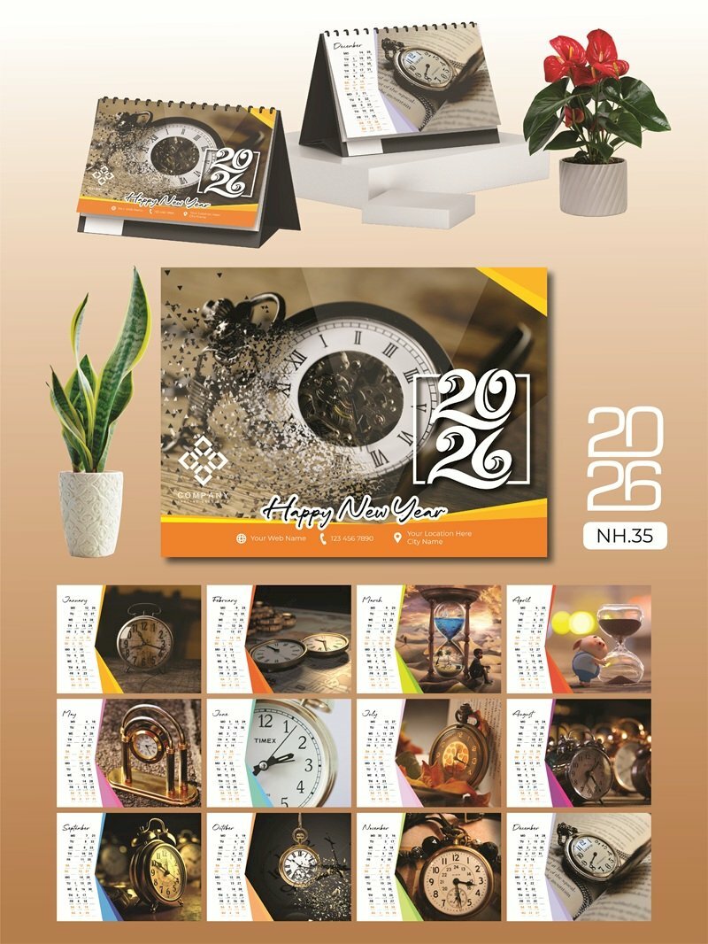 Lịch để bàn decor in mọi số lượng thiết kế chủ đề Dòng Thời Gian - Mã NH35 - INKTS2617