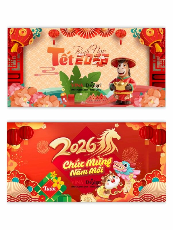 Thiết kế mẫu background Tết 2026 Xuân Bính Ngọ - INKTS3676
