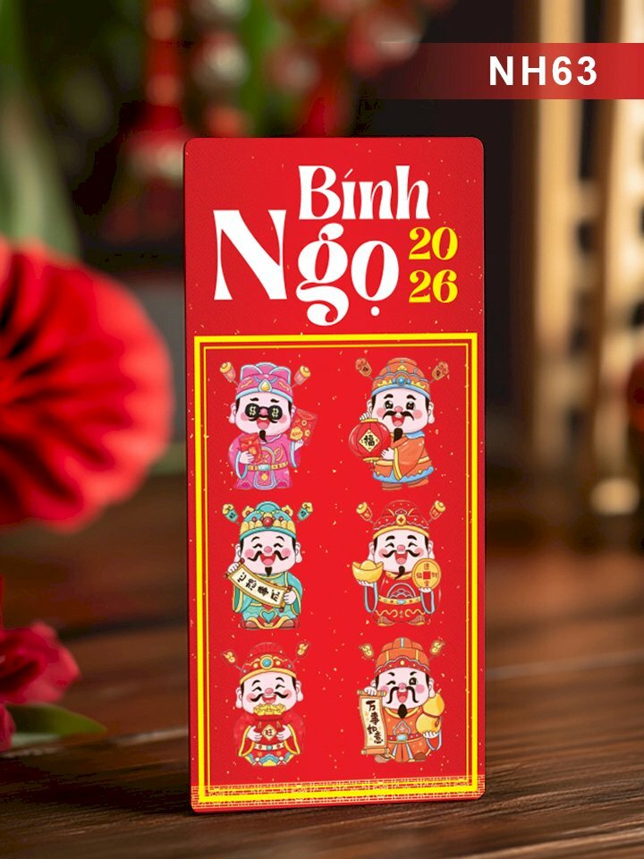Thiết kế bao lì xì Bính Ngọ 2026 Thần Tài Đến - Mã NH63 - INKTS2677
