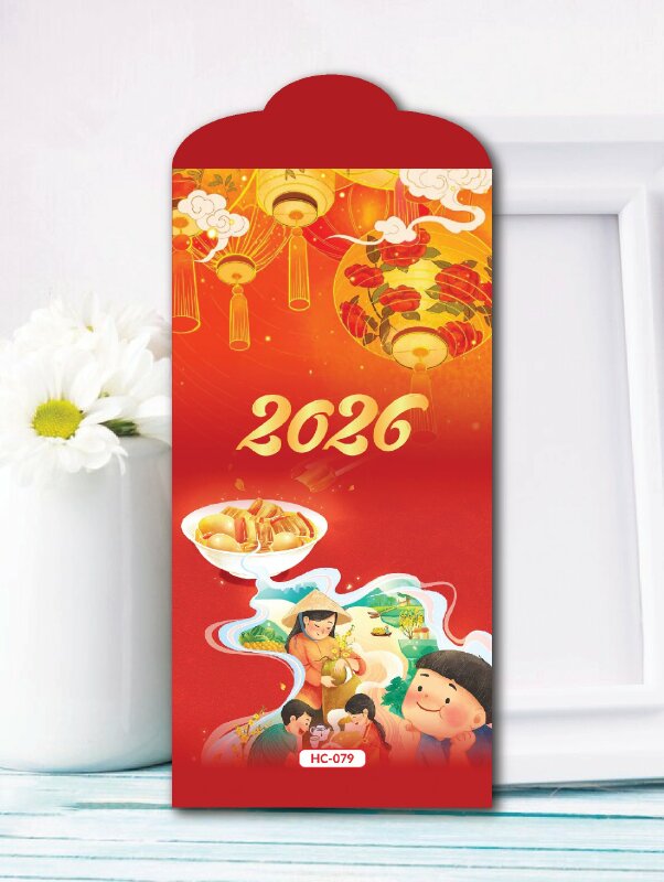 Thiết kế bao lì xì đỏ Tinh Hoa Mâm Tết Việt - Mã HC079 - INKTS2576