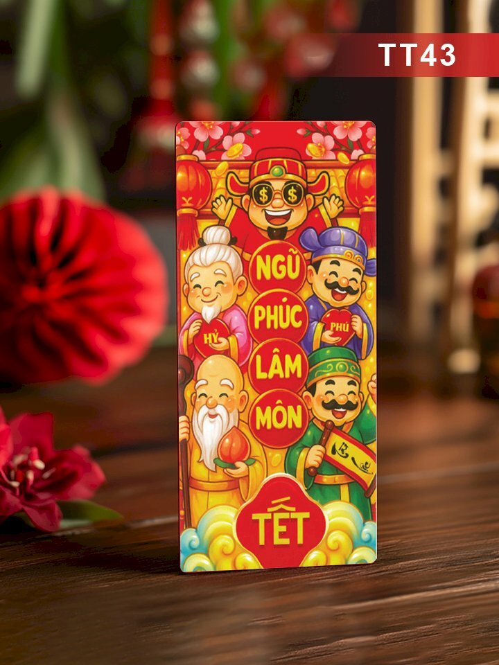 Thiết kế bao lì xì màu đỏ Ngũ Phúc Lâm Môn - Mã TT43 - INKTS2660