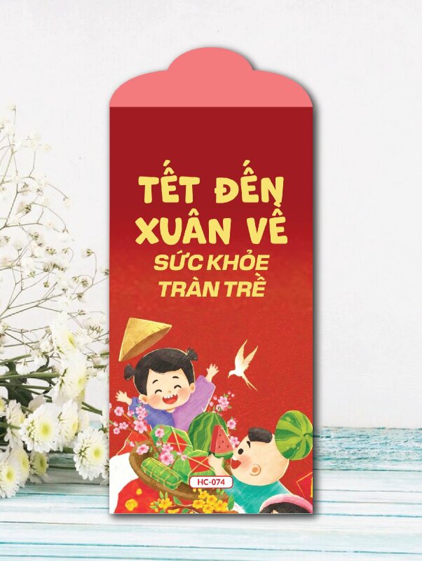 Thiết kế bao lì xì ngộ nghĩnh Tết Đến Xuân Về Sức Khỏe Tràn Trề - Mã HC074 - INKTS2571