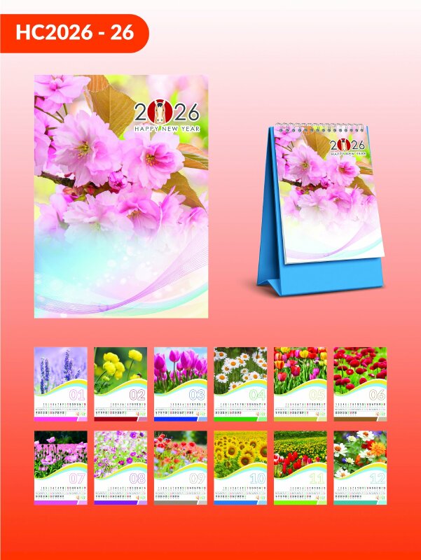 Thiết kế lịch công ty chủ đề Hoa xuân khoe sắc - Mã HC2026-26 - INKTS2299