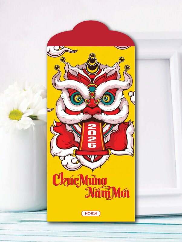 Thiết kế phong bì lì xì,  Bao lì xì đầu lân - Mã HC014 - INKTS2410