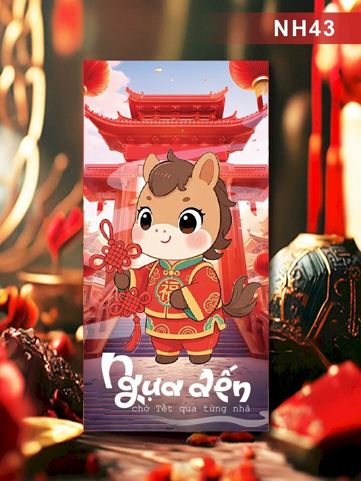 Xưởng in bao lì xì giá rẻ Ngựa Đến Chở Tết Qua Từng Nhà - Mã NH43 - INKTS2579