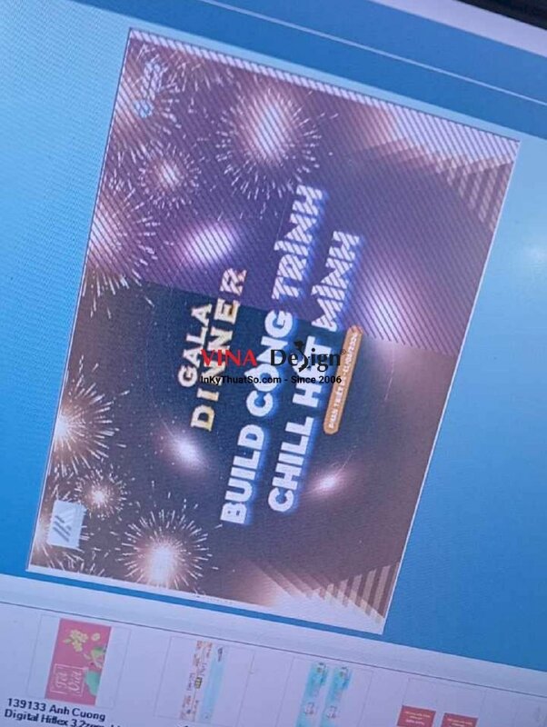 In backdrop Gala Dinner cho công ty travel du lịch, phông nền tiệc tất niên in bạt hiflex - INKTS2271