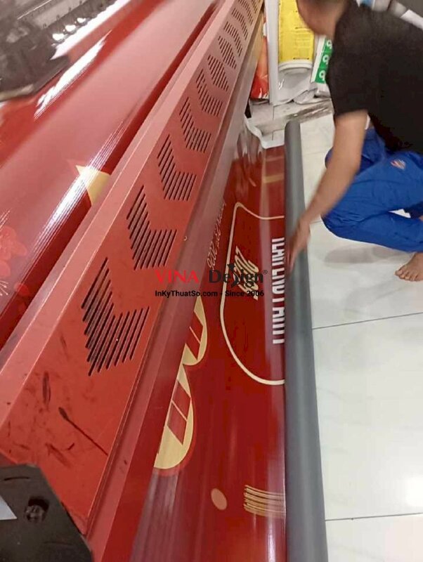 In backdrop sân khấu Year End Party (YEP) tiệc tổng kết cuối năm, bạt hiflex đế xám mực dầu - INKTS2546