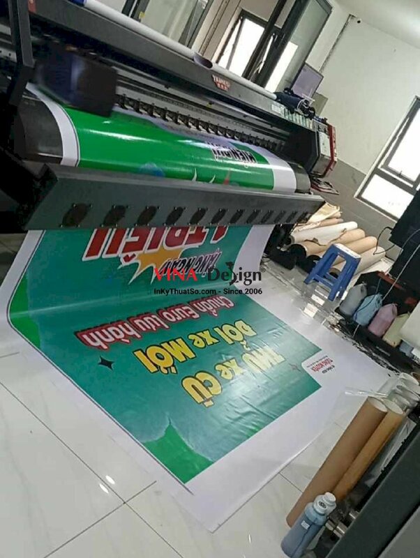 In băng rôn dọc treo ngoài cửa hàng xe máy chương trình sự kiện Thu Xe Cũ Đổi Xe Mới, in bạt hiflex - INKTS2268