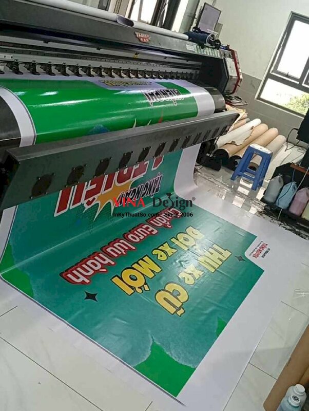 In băng rôn dọc treo ngoài cửa hàng xe máy chương trình sự kiện Thu Xe Cũ Đổi Xe Mới, in bạt hiflex - INKTS2268
