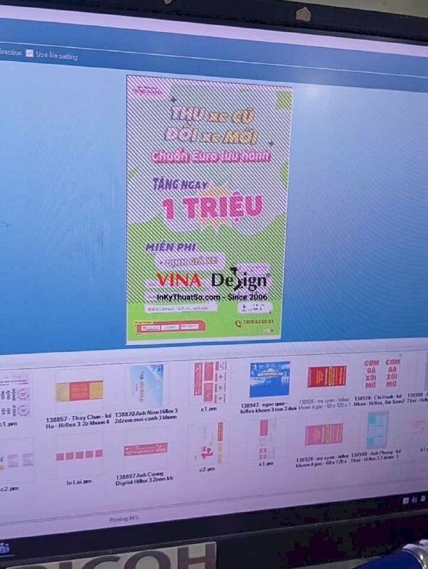 In băng rôn dọc treo ngoài cửa hàng xe máy chương trình sự kiện Thu Xe Cũ Đổi Xe Mới, in bạt hiflex - INKTS2268