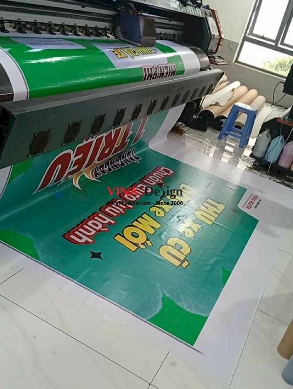In băng rôn dọc treo ngoài cửa hàng xe máy chương trình sự kiện Thu Xe Cũ Đổi Xe Mới, in bạt hiflex - INKTS2268