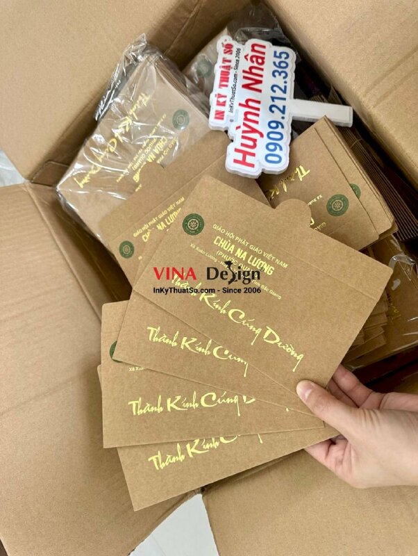 In bao thư cúng dường giấy Kraft cho chùa - INKTS589