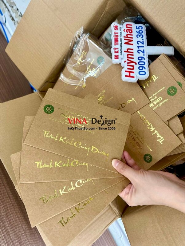 In bao thư cúng dường giấy Kraft cho chùa - INKTS589