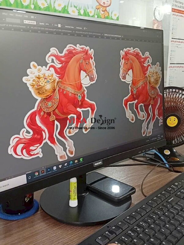 In cặp mô hình Mã Đáo Thành Công Song Mã Hộ Pháp đặt trước cổng Chùa, in Formex gắn chân sắt - INKTS2544