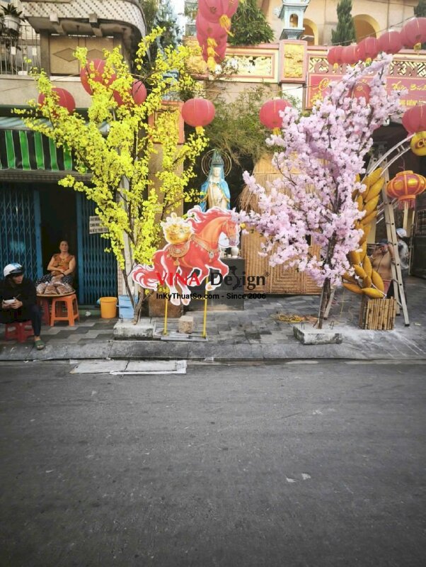 In cặp mô hình Mã Đáo Thành Công Song Mã Hộ Pháp đặt trước cổng Chùa, in Formex gắn chân sắt - INKTS2544