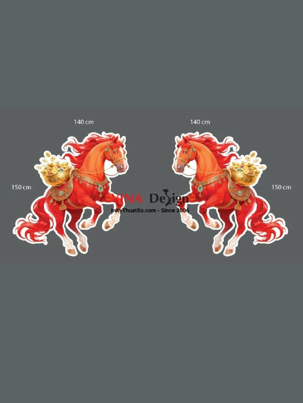 In cặp mô hình Mã Đáo Thành Công Song Mã Hộ Pháp đặt trước cổng Chùa, in Formex gắn chân sắt - INKTS2544