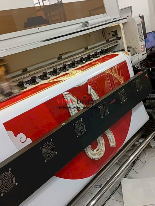 In Decal dán cửa kính ra vào trang trí Tết họa tiết linh vật năm, tone đỏ rực rỡ - INKTS2542