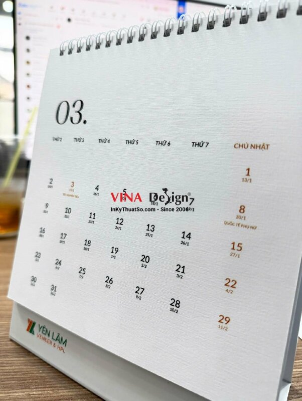 In lịch bàn chữ A 18cm x 18cm in 200 cuốn giấy mỹ thuật Constellation Snow Tela Fine EE/08 280gsm - INKTS2766