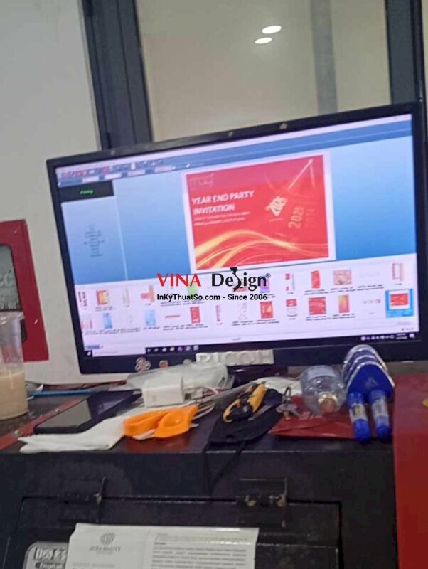 In phông nền sân khấu backdrop Year End Party cho công ty kiến trúc xây dựng, in bạt hiflex - INKTS2537