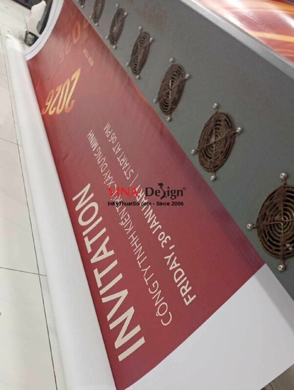 In phông nền sân khấu backdrop Year End Party cho công ty kiến trúc xây dựng, in bạt hiflex - INKTS2537