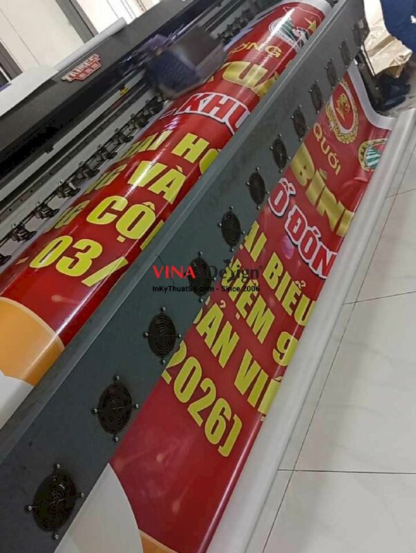 In phông nền sân khấu chào mừng Xuân Bính Ngọ cho khu phố đón Tết, in bạt hiflex mực dầu - INKTS2538