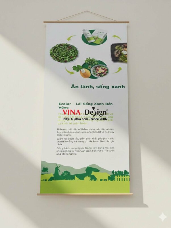 In Poster nẹp gỗ giới thiệu sản phẩm phân bón hữu cơ, in Canvas nẹp gỗ 2 đầu treo tường - INKTS2572
