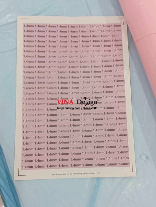 In tem giấy thông số kích thước độ dày 1.4mm, không màng, bế hình chữ nhật - INKTS2363