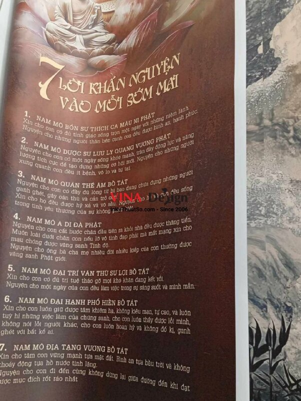 In tranh lời Phật dạy: 7 lời khấn nguyện vào buổi sớm mai, in Canvas mực dầu mờ - INKTS2362