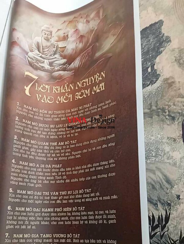 In tranh lời Phật dạy: 7 lời khấn nguyện vào buổi sớm mai, in Canvas mực dầu mờ - INKTS2362