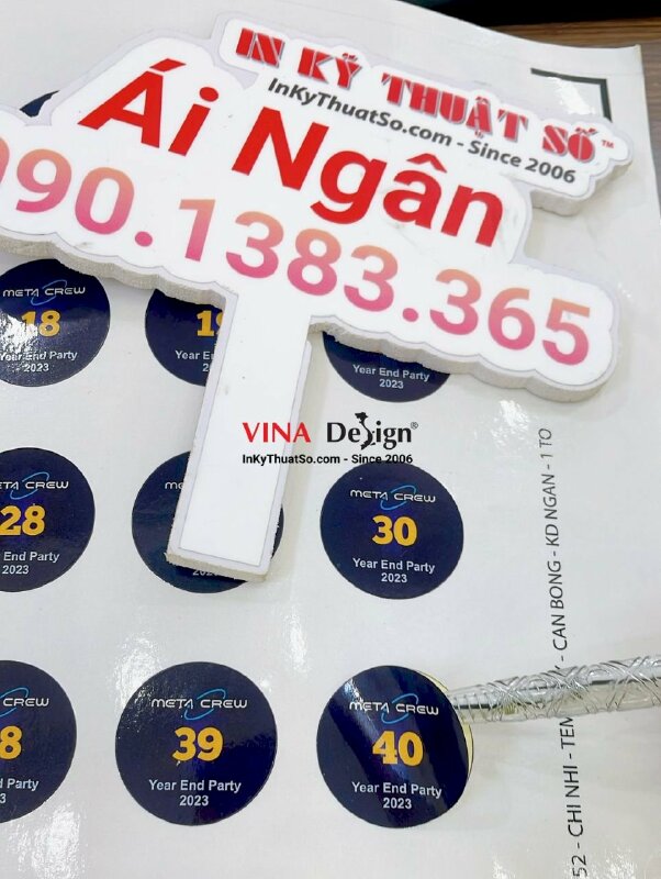 Sticker Decal số thứ tự in logo công ty Check-in và quay số trúng thưởng tiệc Year End Party- INKTS1064