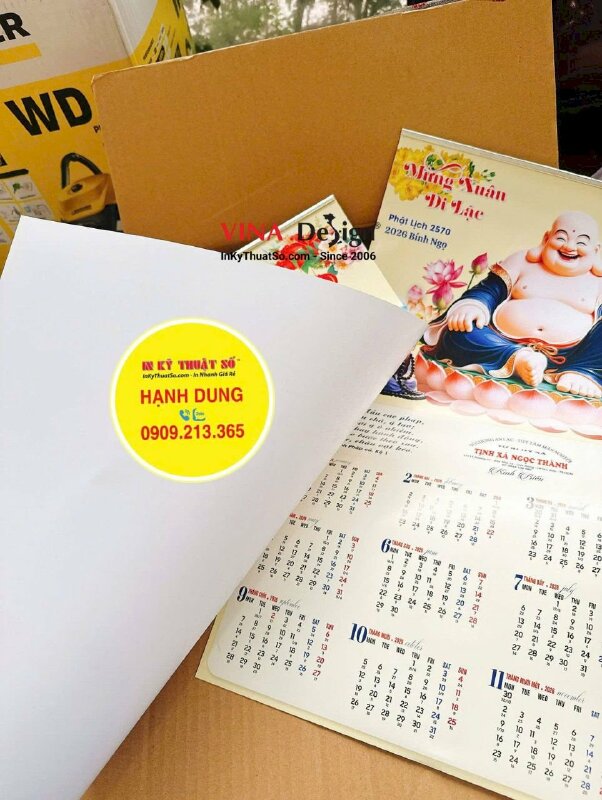 Xưởng in lịch Phật giáo, Phật lịch 1 tờ 40cm x 60cm, nẹp thiếc treo tường cho Tịnh Xá - INKTS2556