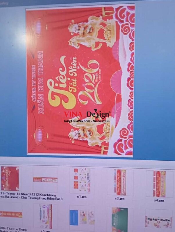 In background sân khấu tiệc tất niên công ty, bạt hiflex mực dầu - INKTS2731