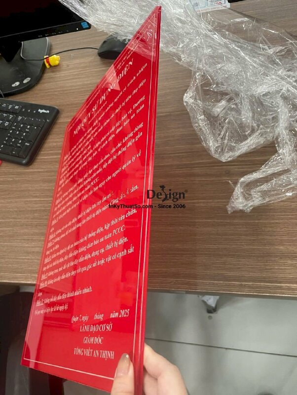 In bảng nội quy Phòng cháy và Chữa cháy PCCC từ Mica trong in UV ngược, lót trắng full nền - INKTS2365