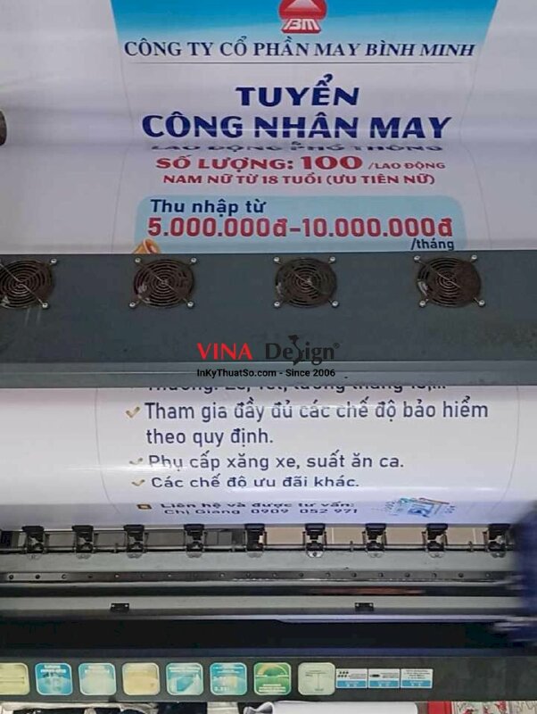 In băng rôn tuyển dụng công nhân may, in bạt hiflex mực dầu khổ lớn treo ngoài trời - INKTS2735