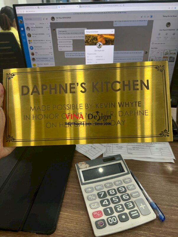 In bảng vàng vinh danh kỷ niệm, inox xước vàng in UV - INKTS760