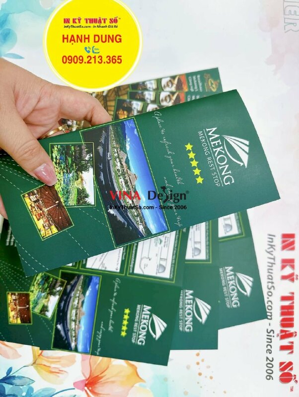 In brochure giới thiệu trạm dừng chân, in brochure song ngữ Việt Anh, có hỗ trợ test màu trước in - INKTS1241